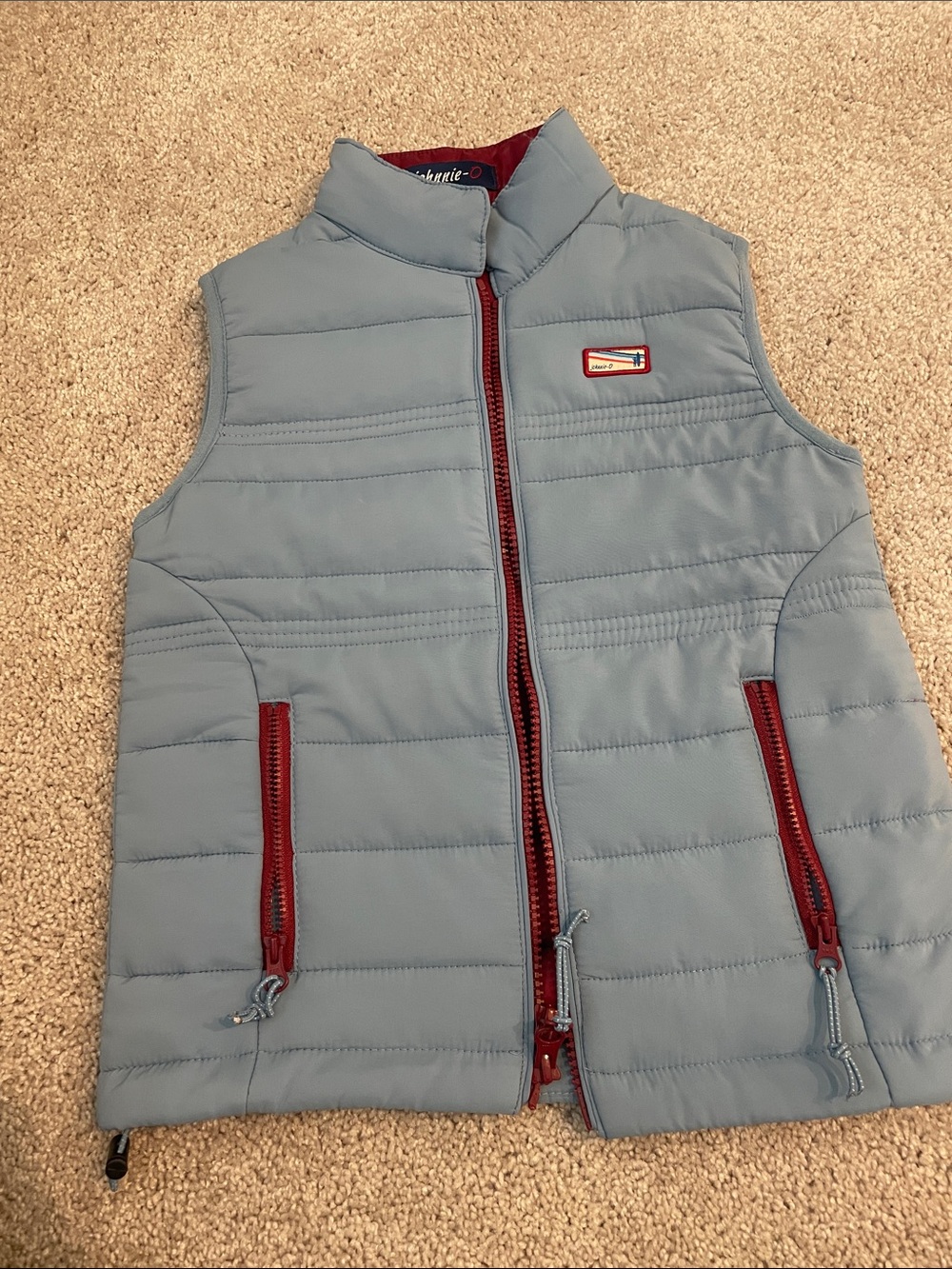 johnnie-O Light Blue Quilted Kids Vest with Red Trim